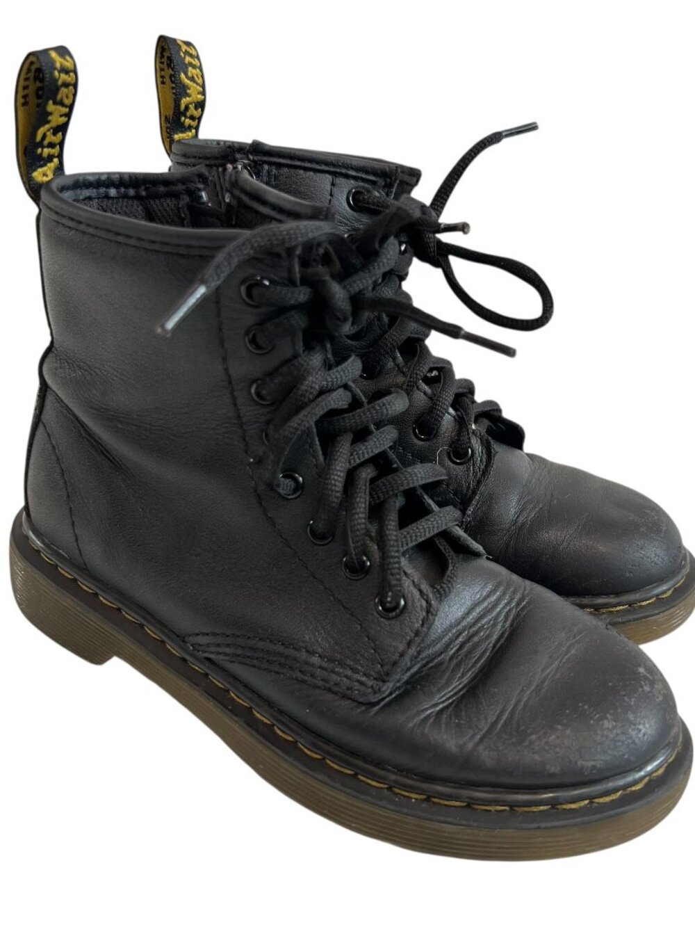 Dr Martens Boots 1460 J black leather zip up kids size 1 combat docs